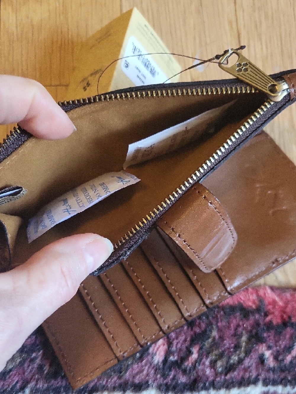 Patricia Nash Brown Map-Print Leather Wallet - Picture 12 of 16